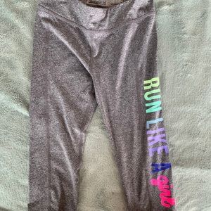 “Run like a girl” grey cropped leggings